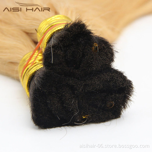Aisi Hair Brazilian Human Hair Bulk Single Drawn Double Drawn One Dornor Straight Bulk Hair Extensions